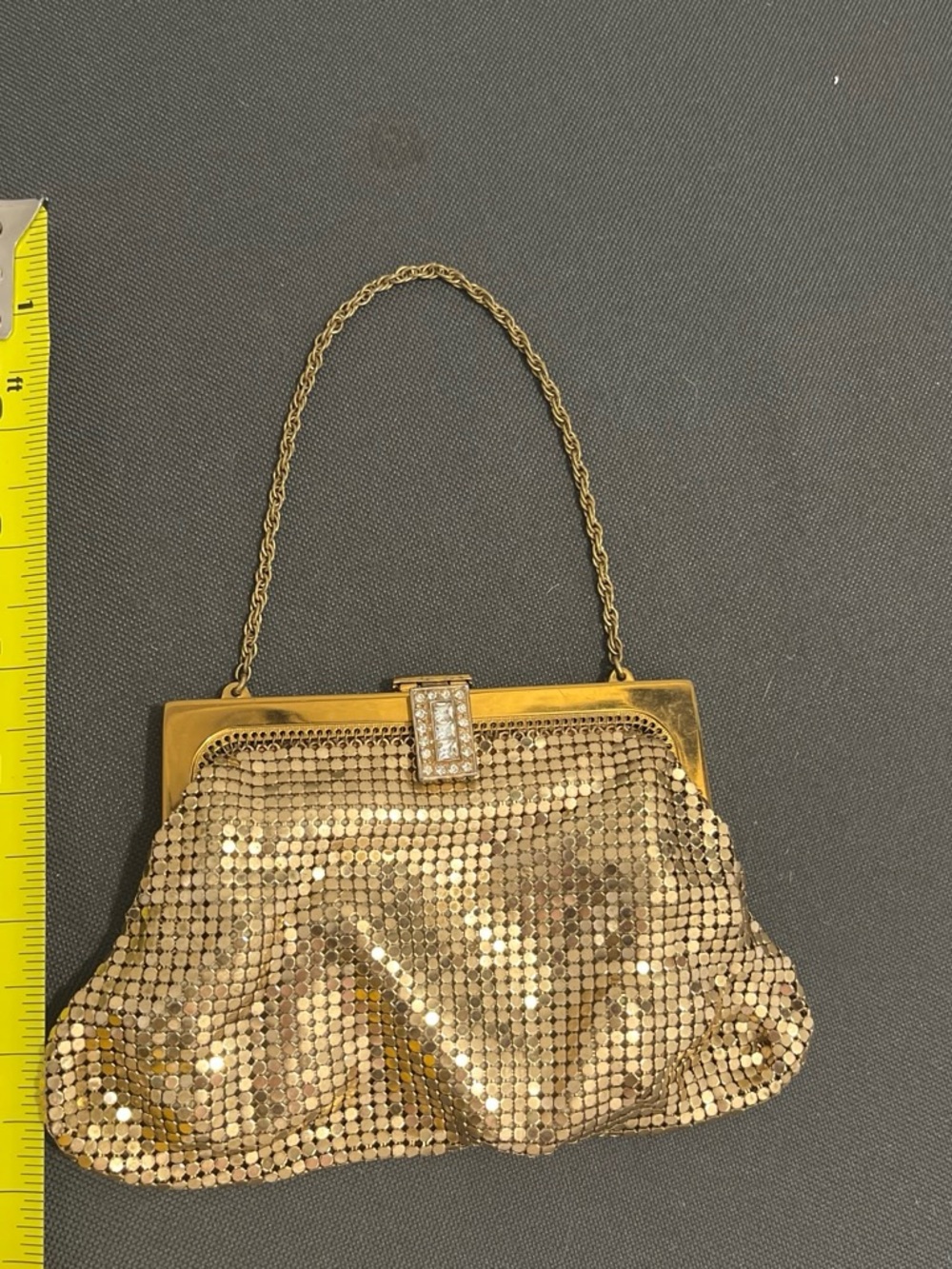 Vintage Whiting & Davis Gold Metal Mesh Evening Clutch with Chain - Picture 6 of 7
